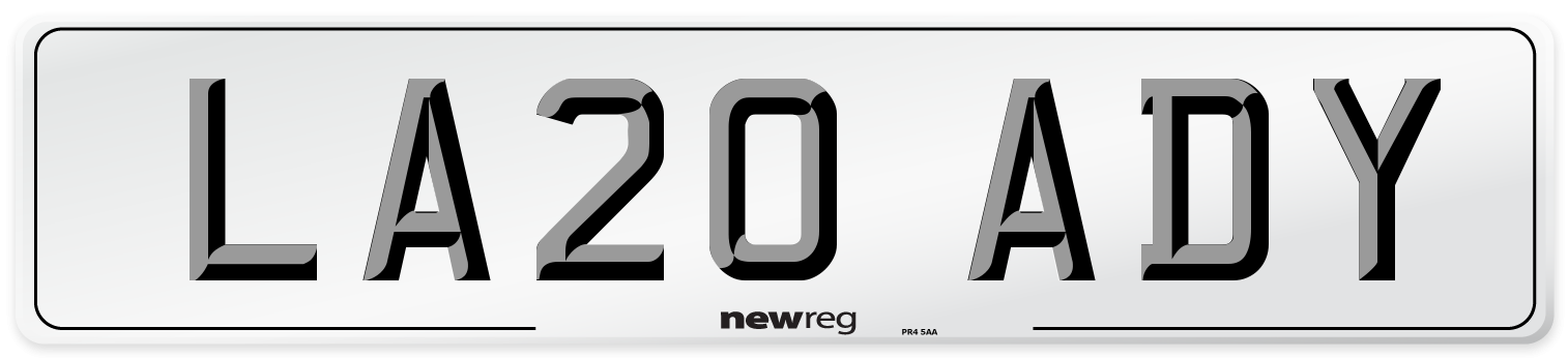 LA20 ADY Number Plate from New Reg